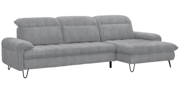 ECKSOFA in Chenille Grau  - Schwarz/Grau, LIFESTYLE, Textil/Metall (310/180cm) - Valnatura