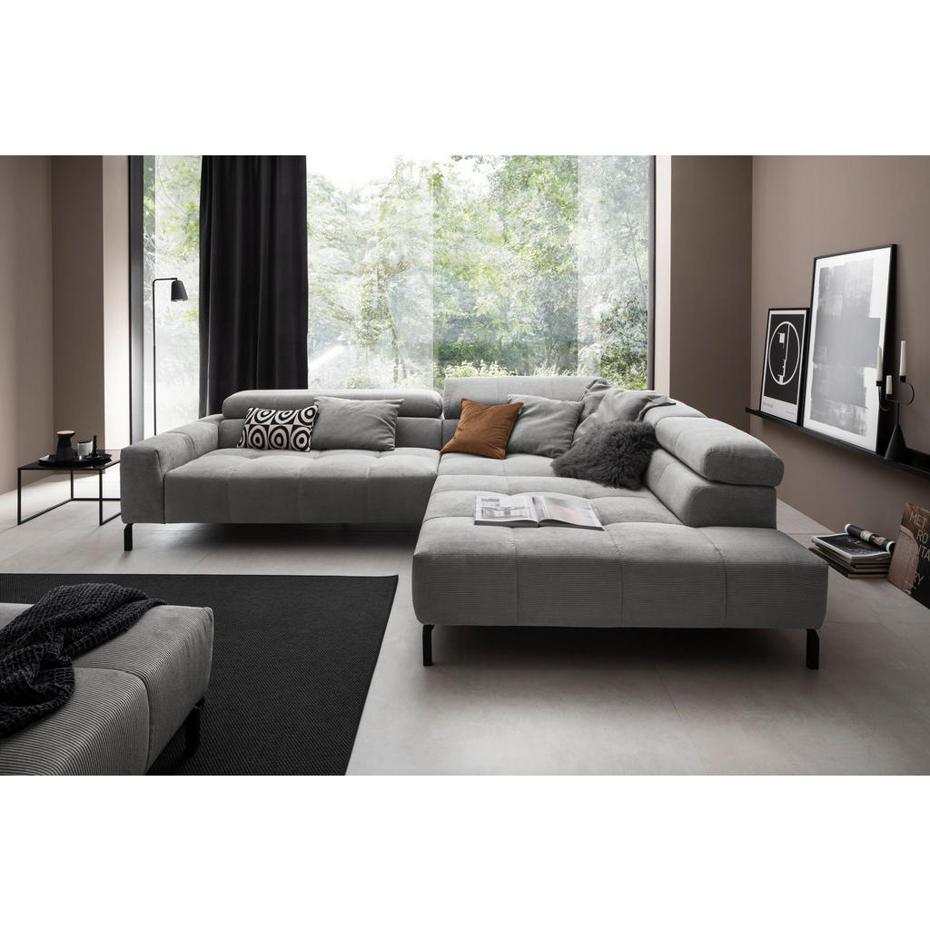 Thumbnail - Hom`in Ecksofa, Dunkelgrau, Textil, 4-5-Sitzer, Ottomane rechts, L-Form, 311x219 cm, Blauer Engel, Goldenes M, Oeko-Tex®...