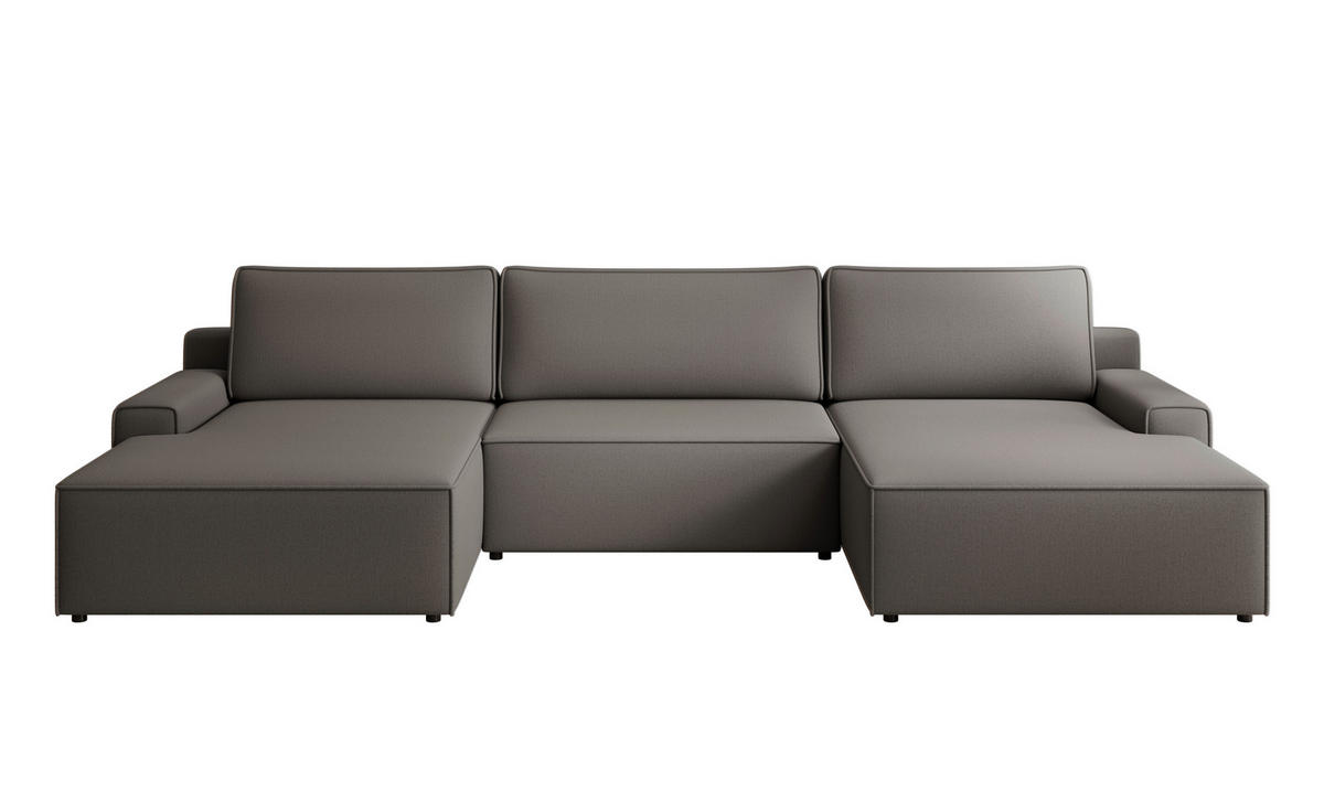 WOHNLANDSCHAFT CHALLENGE Graphitfarben Struktur  - Schwarz/Graphitfarben, MODERN, Kunststoff/Textil (168/333/168cm) - Trendmanufaktur