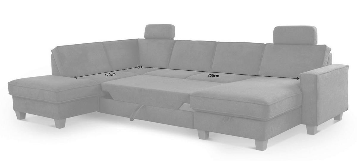 WOHNLANDSCHAFT in Flachgewebe Dunkelgrau  - Eichefarben/Dunkelgrau, Konventionell, Holz/Textil (213/309/161cm) - Sit & More