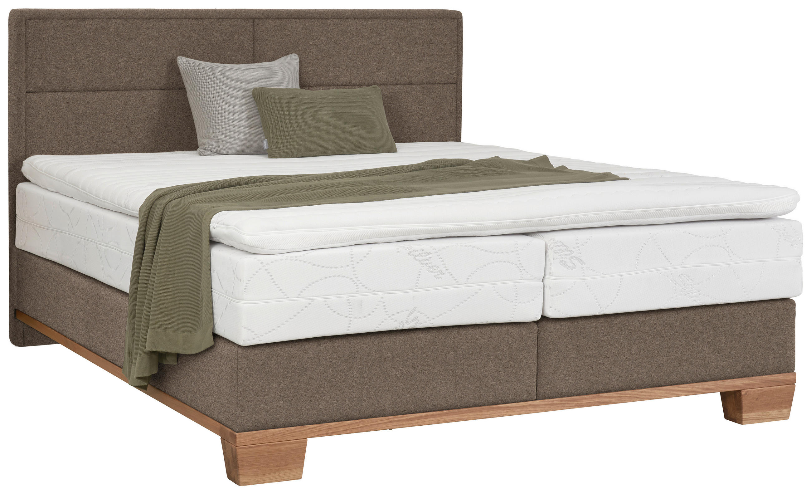 BOXSPRINGBETT 200/200 cm  in Braun, Eichefarben  - Eichefarben/Braun, Natur, Holz/Textil (200/200cm) - Valnatura