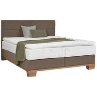 BOXSPRINGBETT 180/200 cm,  in Braun, Eichefarben, Matratze, Topper, unterschiedliche Matratzenhärtegrade je Bettseite, H3 + H4 = fest + sehr fest  - Eichefarben/Braun, Natur, Holz/Textil (180/200cm) - Valnatura