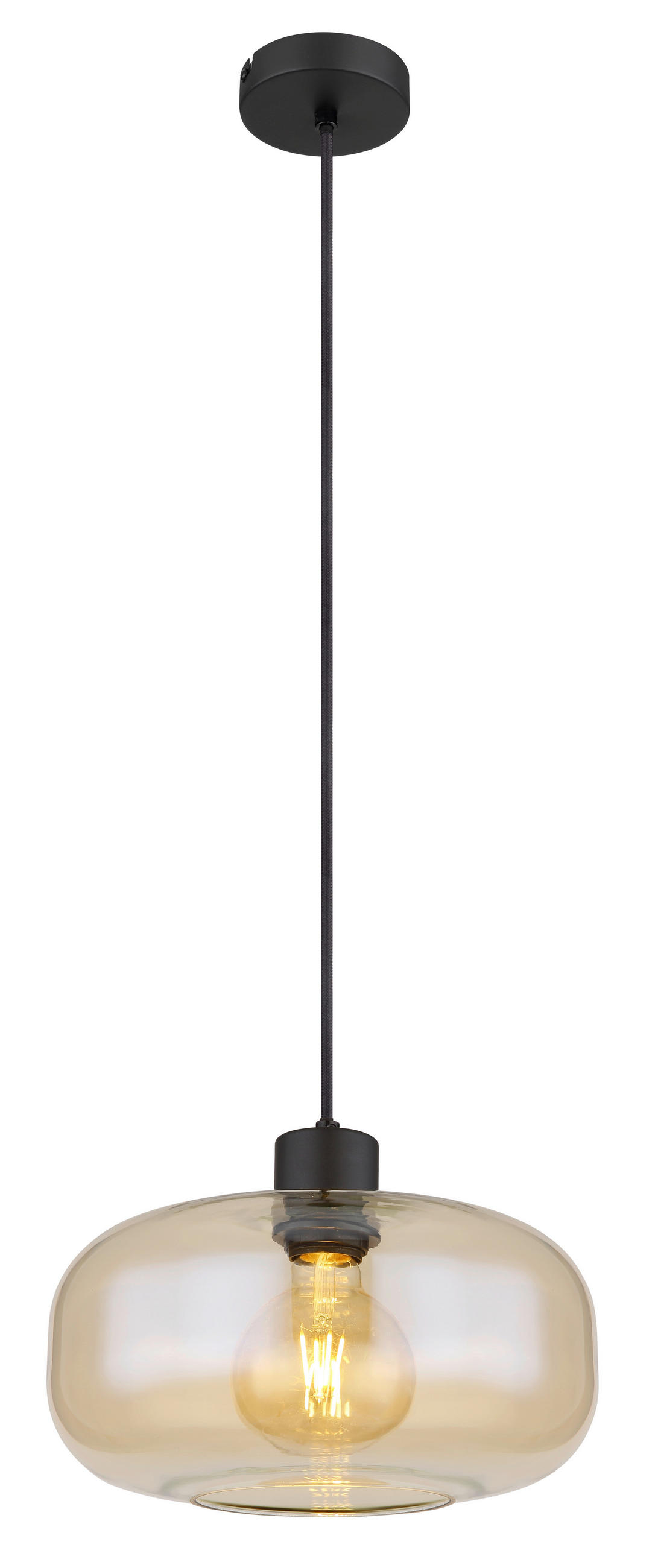 HÄNGELEUCHTE 28/120 cm    - Schwarz, Basics, Glas/Metall (28/120cm) - Globo