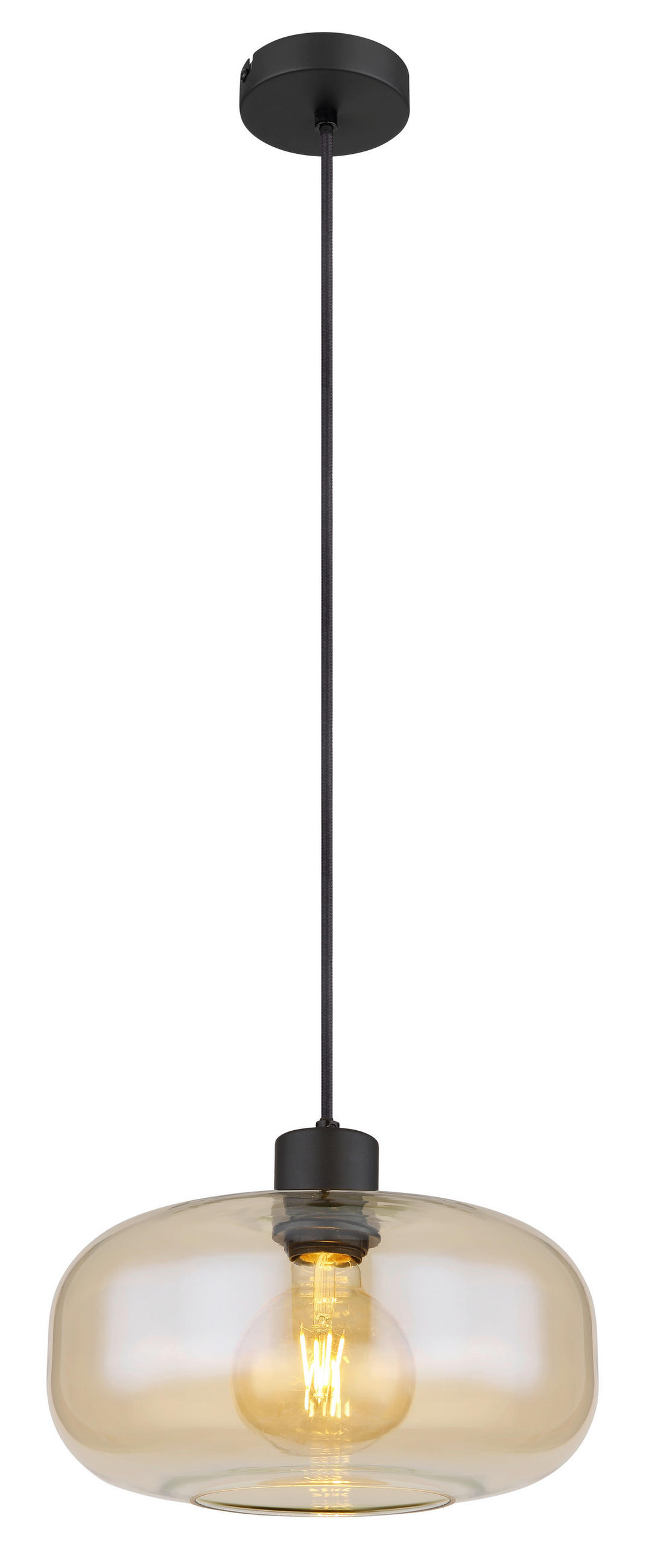 HÄNGELEUCHTE 28/120 cm    - Schwarz, Basics, Glas/Metall (28/120cm) - Globo
