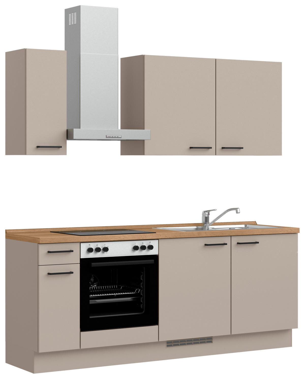 KÜCHENBLOCK Easytouch 210 cm  in Eichefarben, Sandfarben  - Sandfarben/Eichefarben, MODERN, Holzwerkstoff/Metall (210cm) - Nobilia