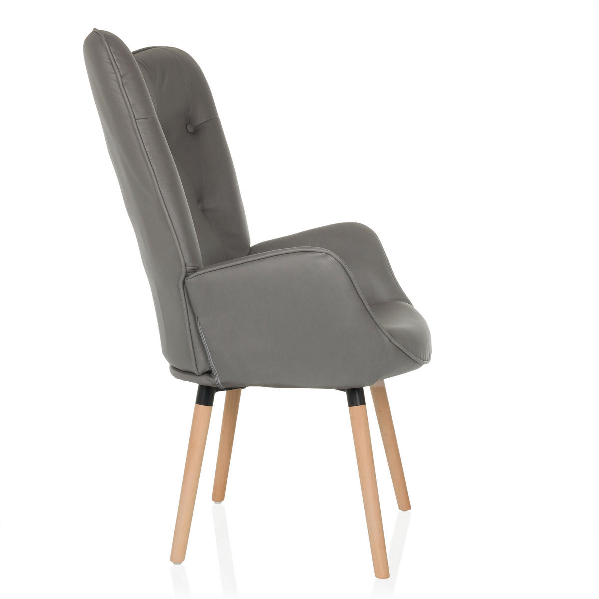 OHRENSESSEL in Velours Grau  - Buchefarben/Grau, MODERN, Holz/Textil (70/106/75cm) - MID.YOU