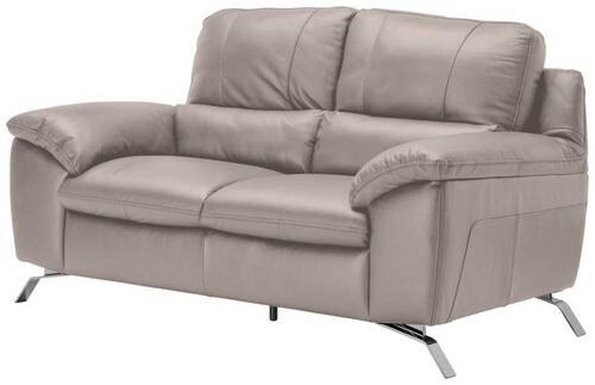 2-SITZER-SOFA in Kombination Echtleder/Lederlook Grau  - Silberfarben/Grau, Design, Leder/Metall (174/97/95cm) - Livetastic