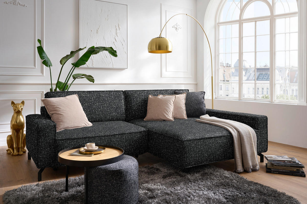 ECKSOFA  in Mikrofaser Anthrazit  246/164 cm  - Anthrazit/Schwarz, Design, Textil (246/164cm) - Sedda