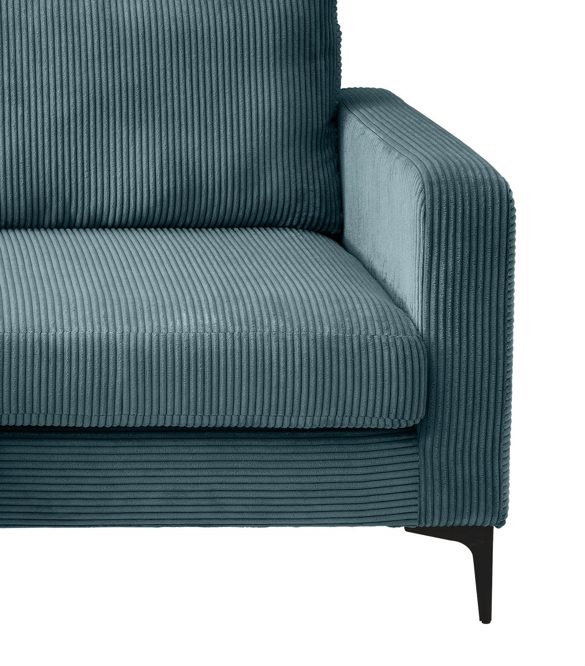 ECKSOFA in Cord Petrol  - Petrol/Schwarz, Basics, Textil/Metall (204/153cm) - Livetastic