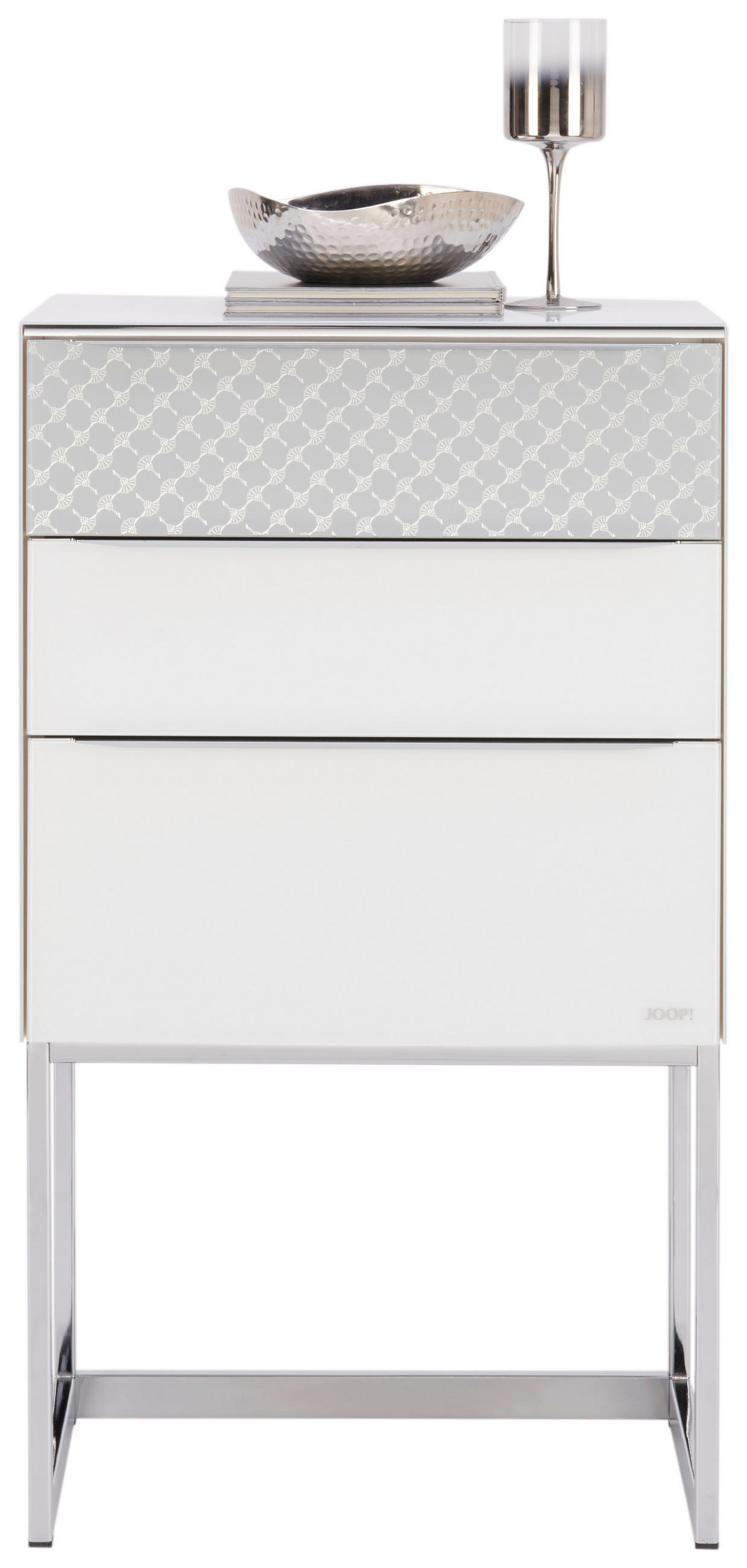 KOMMODE  in 58/104,5/40 cm  - Chromfarben/Hellgrau, Design, Glas/Holzwerkstoff (58/104,5/40cm) - Joop!