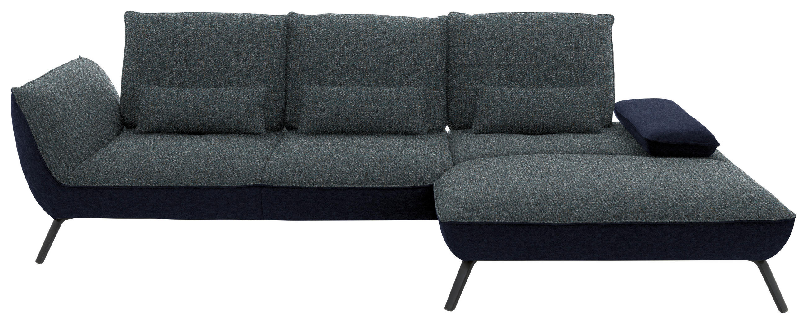 ECKSOFA  in Flachgewebe Blaugrau  301/191 cm  - Blaugrau/Schwarz, Design, Textil/Metall (301/191cm) - Moderano