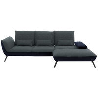 ECKSOFA  in Flachgewebe Blaugrau  301/191 cm  - Blaugrau/Schwarz, Design, Textil/Metall (301/191cm) - Moderano