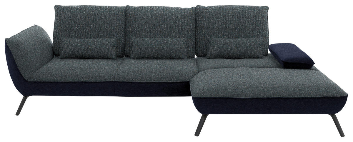 ECKSOFA  in Flachgewebe Blaugrau  301/191 cm  - Blaugrau/Schwarz, Design, Textil/Metall (301/191cm) - Moderano