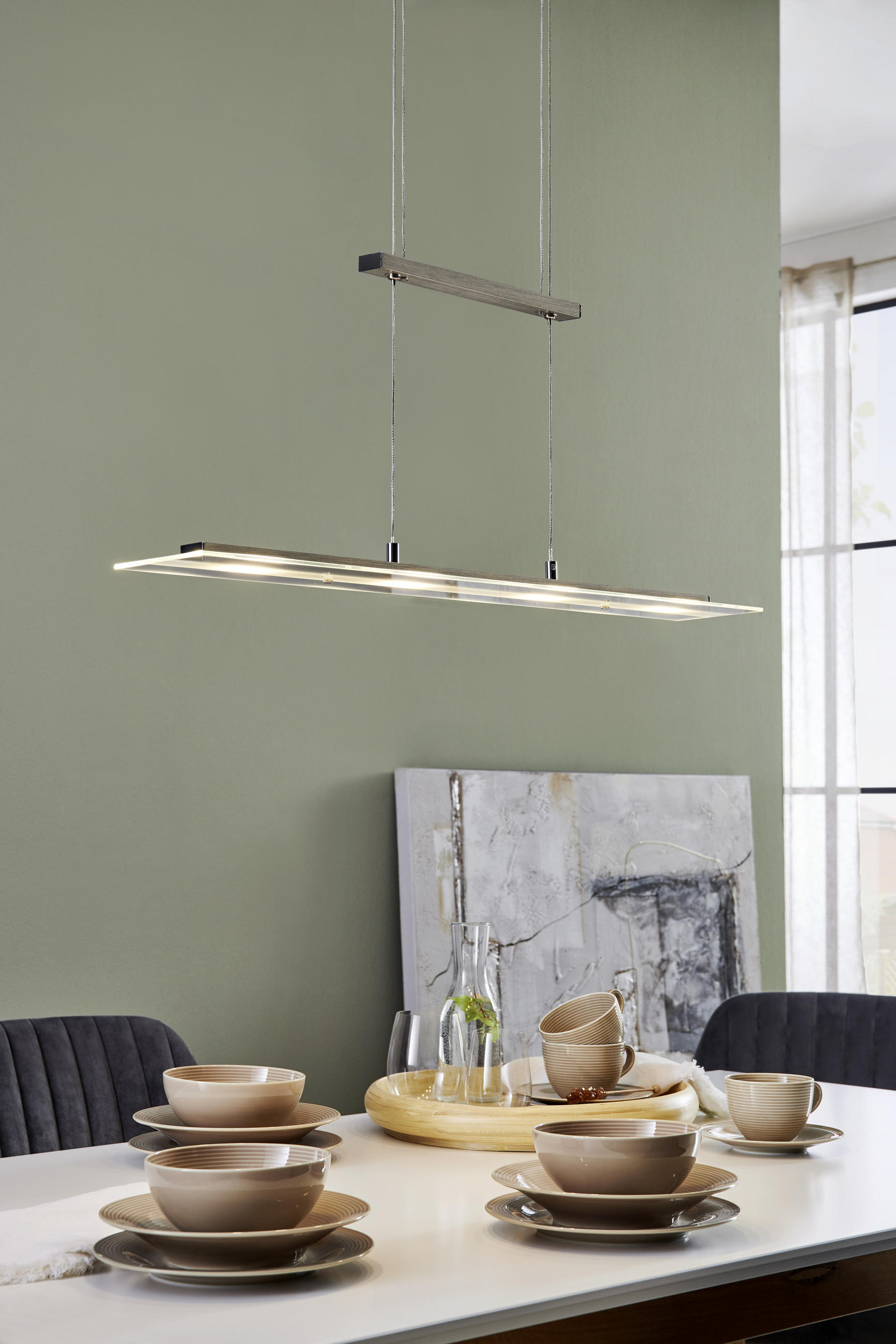 LUSTRĂ LED  - culoare nichel/transparent, Konventionell, sticlă/metal (80cm) - Boxxx