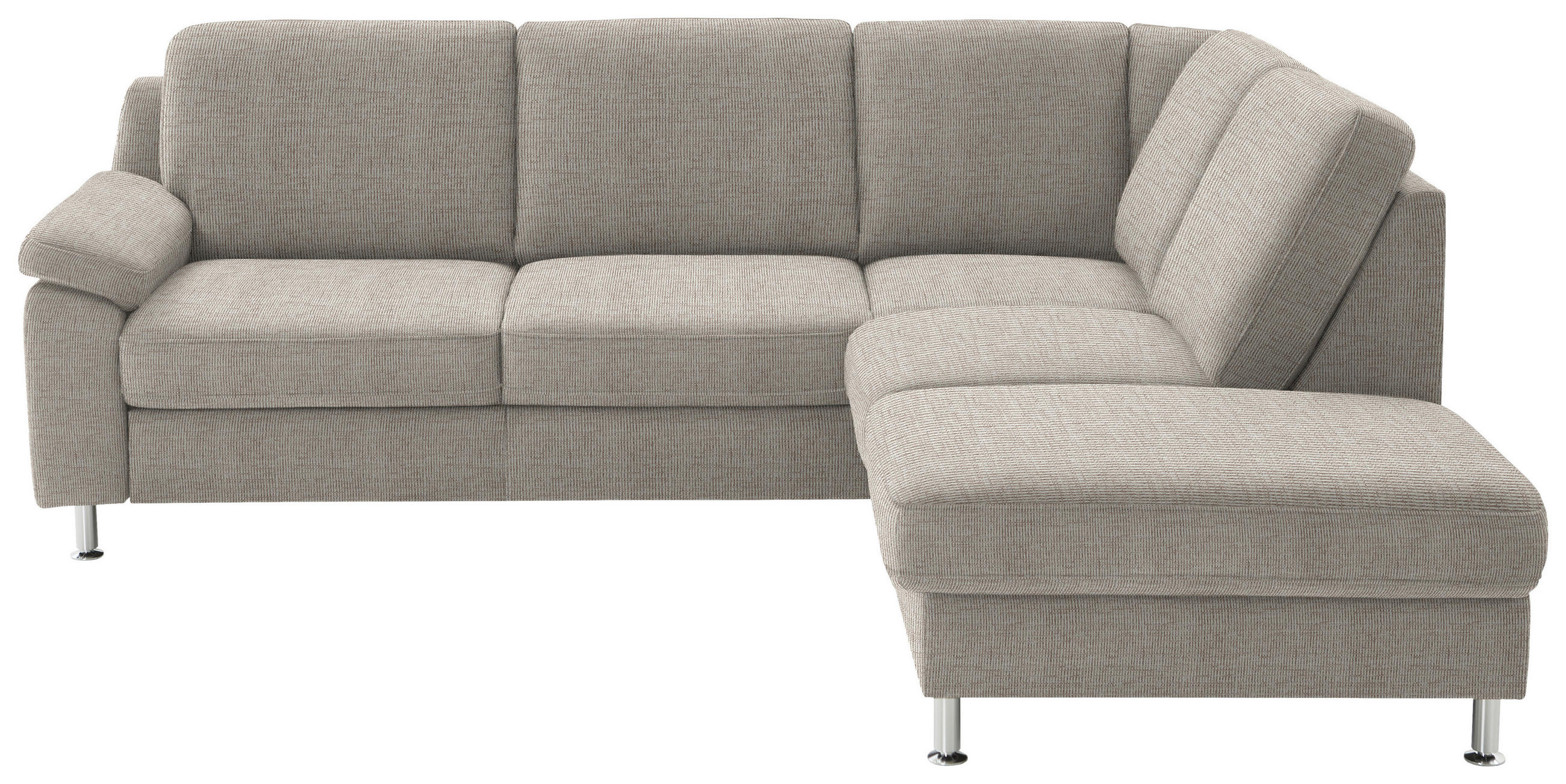 ECKSOFA in Webstoff Beige  241/200 cm  - Beige/Alufarben, KONVENTIONELL, Textil/Metall (241/200cm) - Beldomo System