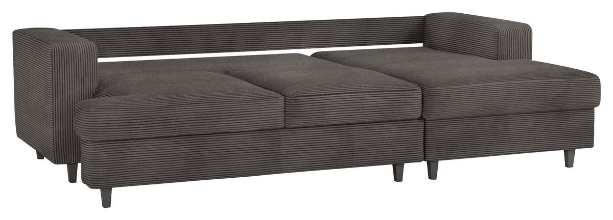 ECKSOFA Taupe Cord, Velours  - Taupe/Schwarz, Design, Holz/Textil (247/140cm) - MID.YOU