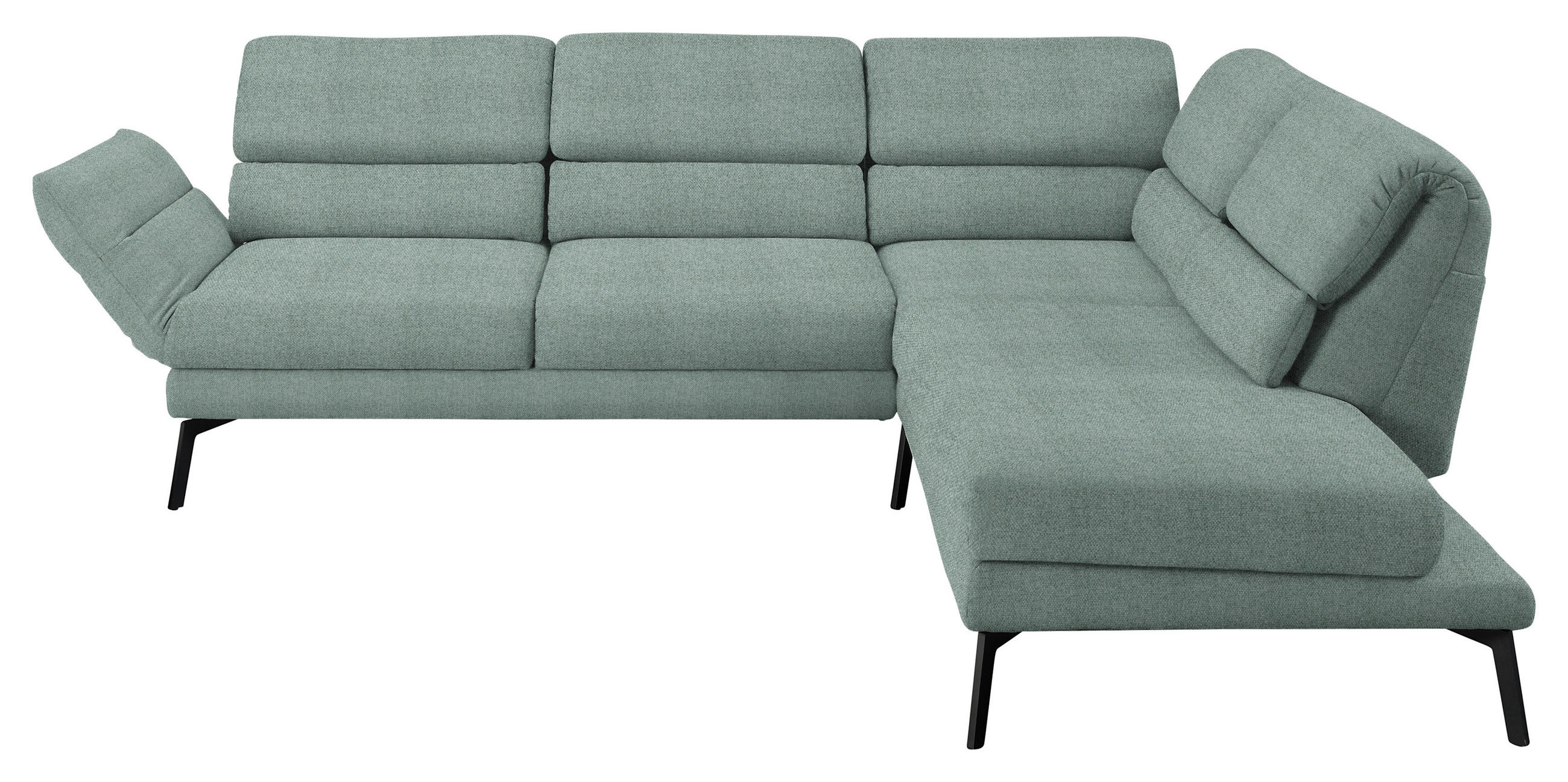 ECKSOFA in Flachgewebe Salbeigrün  256-363/212-253 cm  - Salbeigrün/Schwarz, Design, Textil/Metall (256-363/212-253cm) - Dieter Knoll