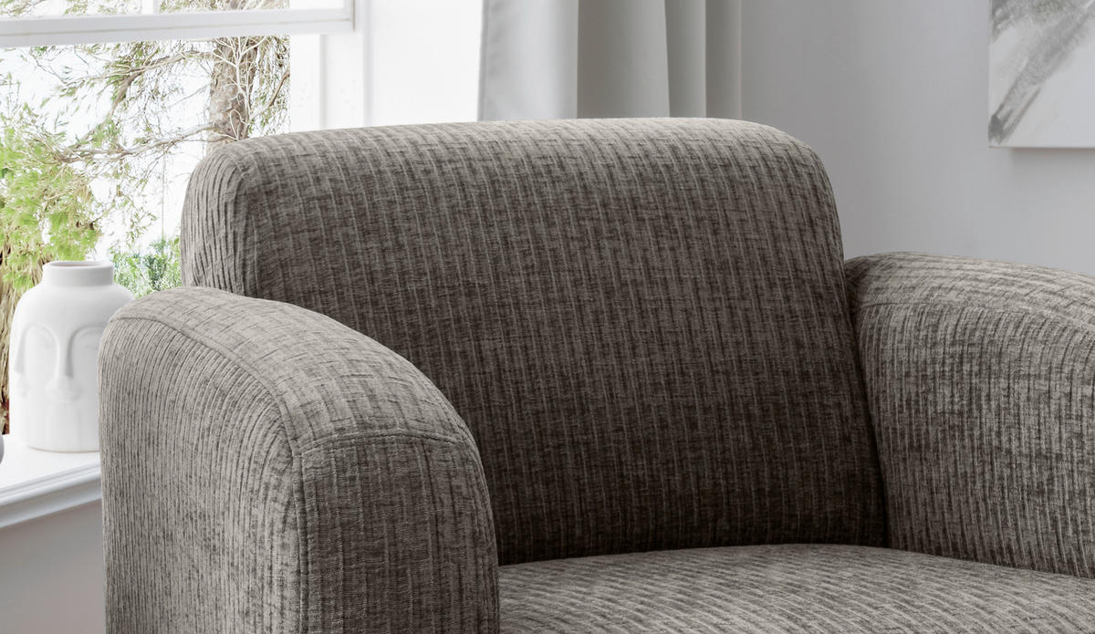 SESSEL in Velours Graubraun  - Graubraun/Schwarz, Modern, Textil/Metall (85/76/90cm) - Livetastic