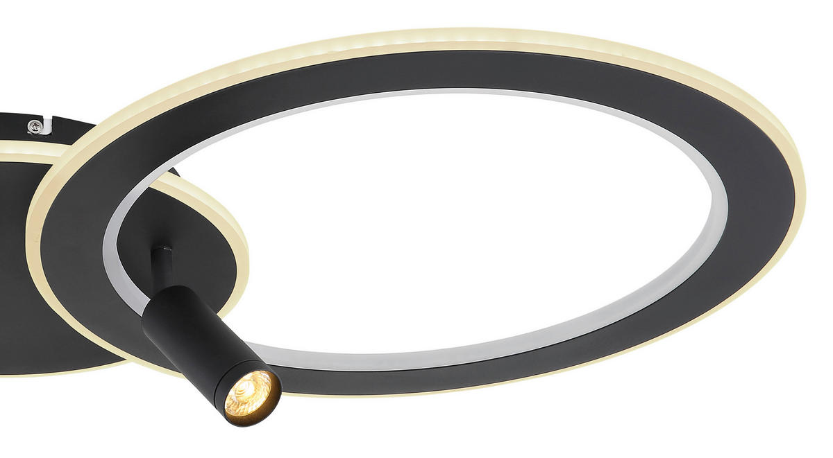 LED-DECKENLEUCHTE 60 W    89,5/50,7/13,5 cm  - Opal/Schwarz, Design, Kunststoff/Metall (89,5/50,7/13,5cm) - Globo