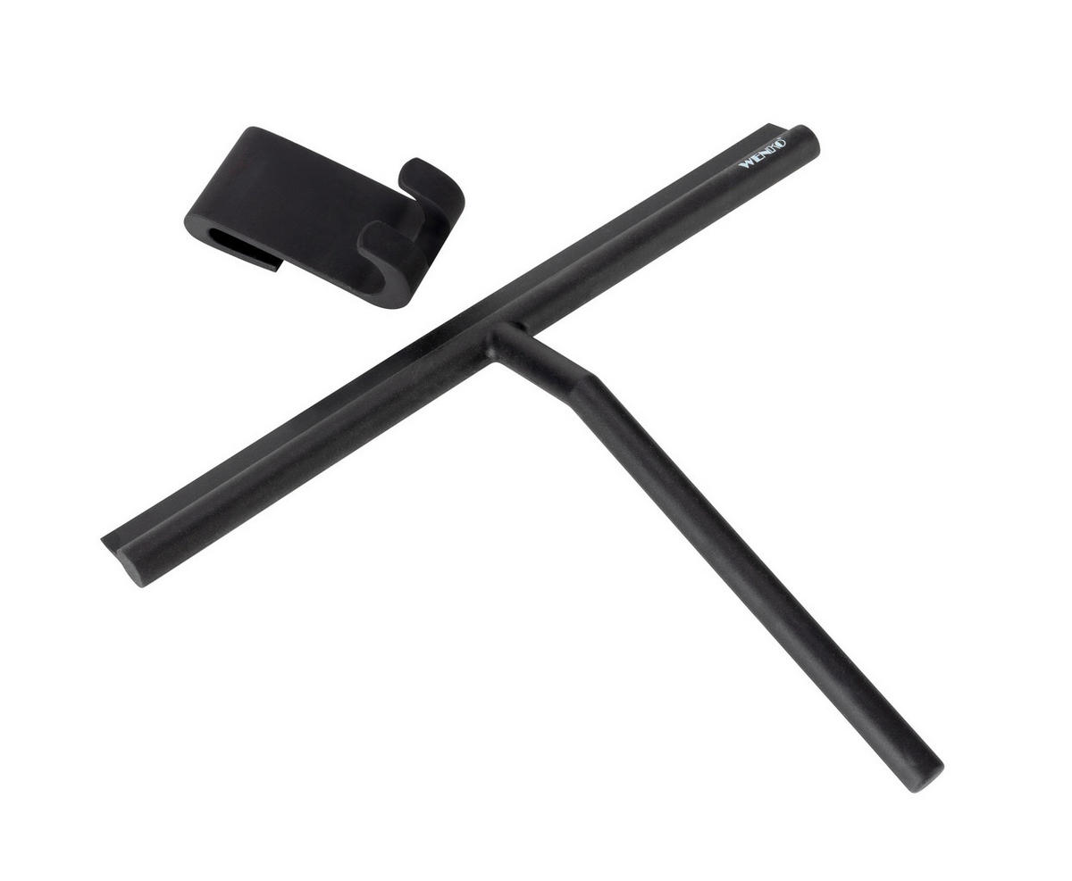 DUSCHABZIEHER  - Schwarz, Basics, Kunststoff/Metall (32/30/4,5cm) - Wenko