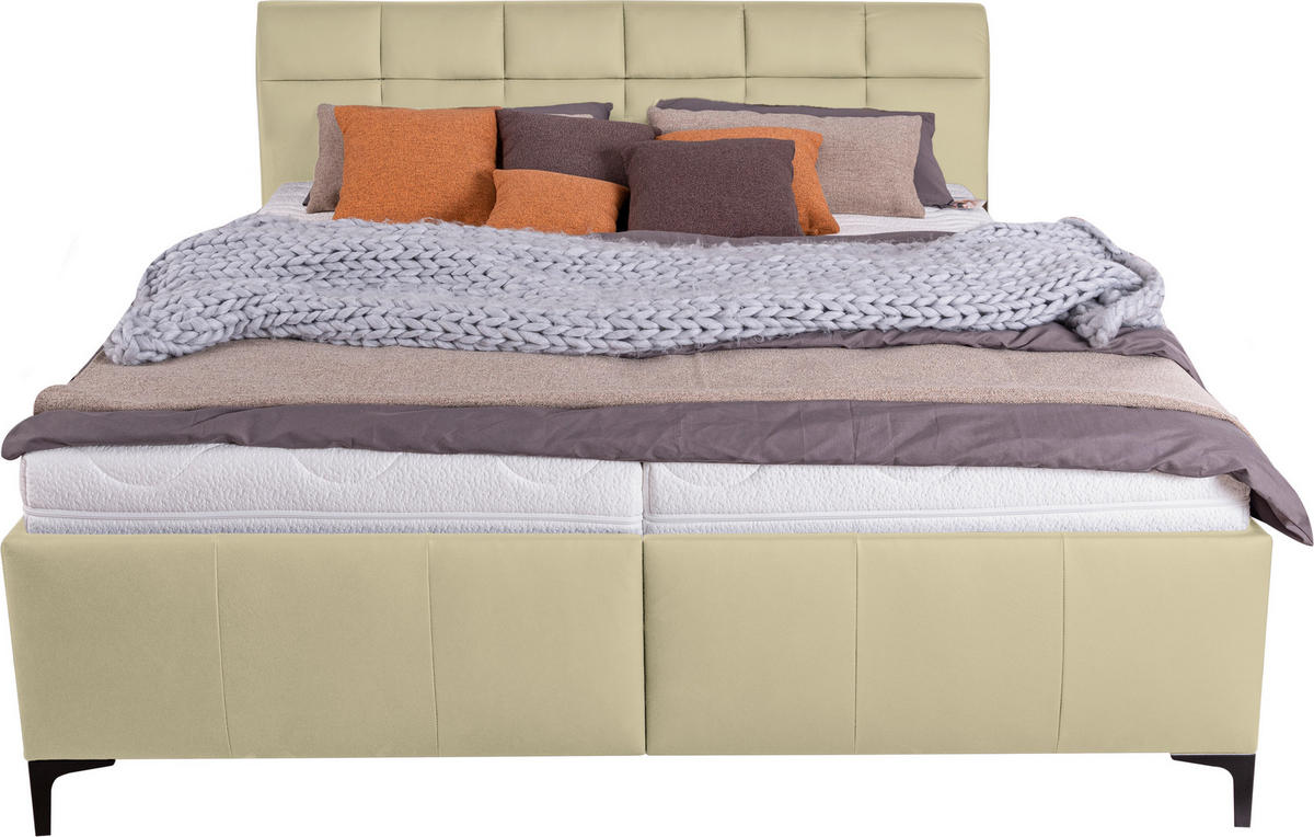 POLSTERBETT 180/200 cm  in Beige  - Weiss/Beige, Konventionell, Leder/Holz (180/200cm) - Ada Austria