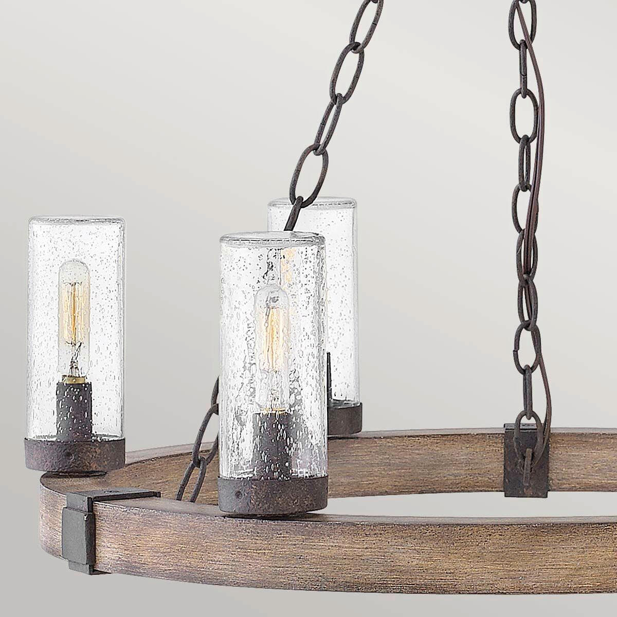 KRONLEUCHTER 59,1/61 cm    - Wildeiche/Schwarz, Konventionell, Glas/Metall (59,1/61cm) - Elstead Lighting