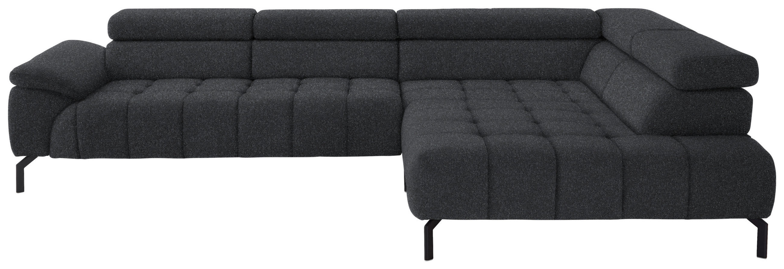 ECKSOFA in Chenille Anthrazit  323/222 cm  - Anthrazit/Schwarz, Design, Textil/Metall (323/222cm) - Beldomo Style