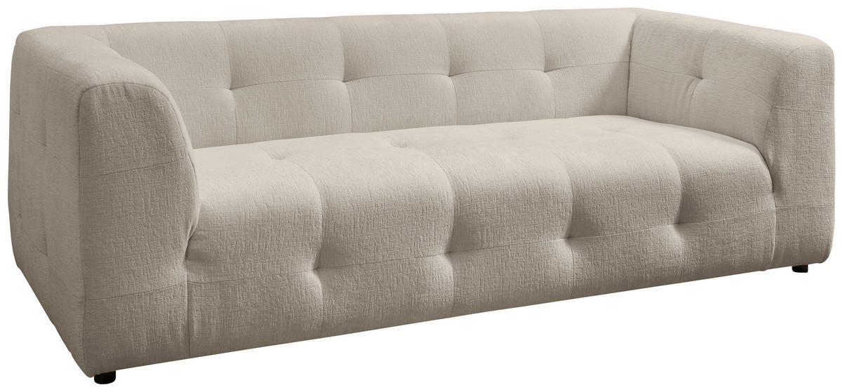 2,5-SITZER in Mikrofaser Taupe  - Taupe/Schwarz, Design, Kunststoff/Textil (218/72/95cm) - Livetastic