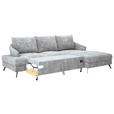 ECKSOFA in Webstoff Grau  - Schwarz/Grau, KONVENTIONELL, Textil/Metall (293/183cm) - Carryhome