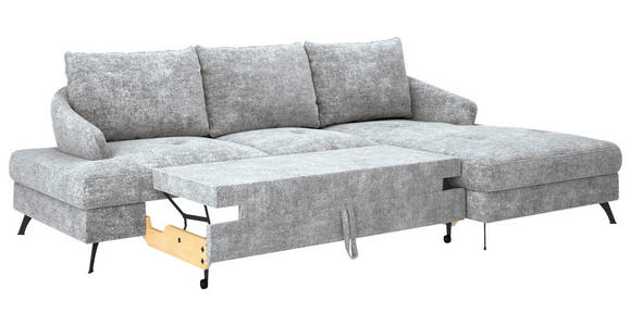 ECKSOFA in Webstoff Grau  - Schwarz/Grau, KONVENTIONELL, Textil/Metall (293/183cm) - Carryhome