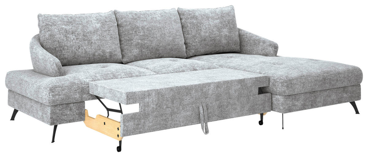 ECKSOFA in Webstoff Grau  - Schwarz/Grau, Konventionell, Textil/Metall (293/183cm) - Carryhome