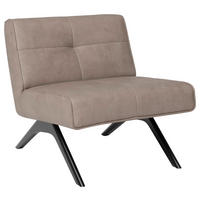 SESSEL in Echtleder Graubraun  - Graubraun/Schwarz, Design, Leder/Holz (74/72/83cm) - Joop!