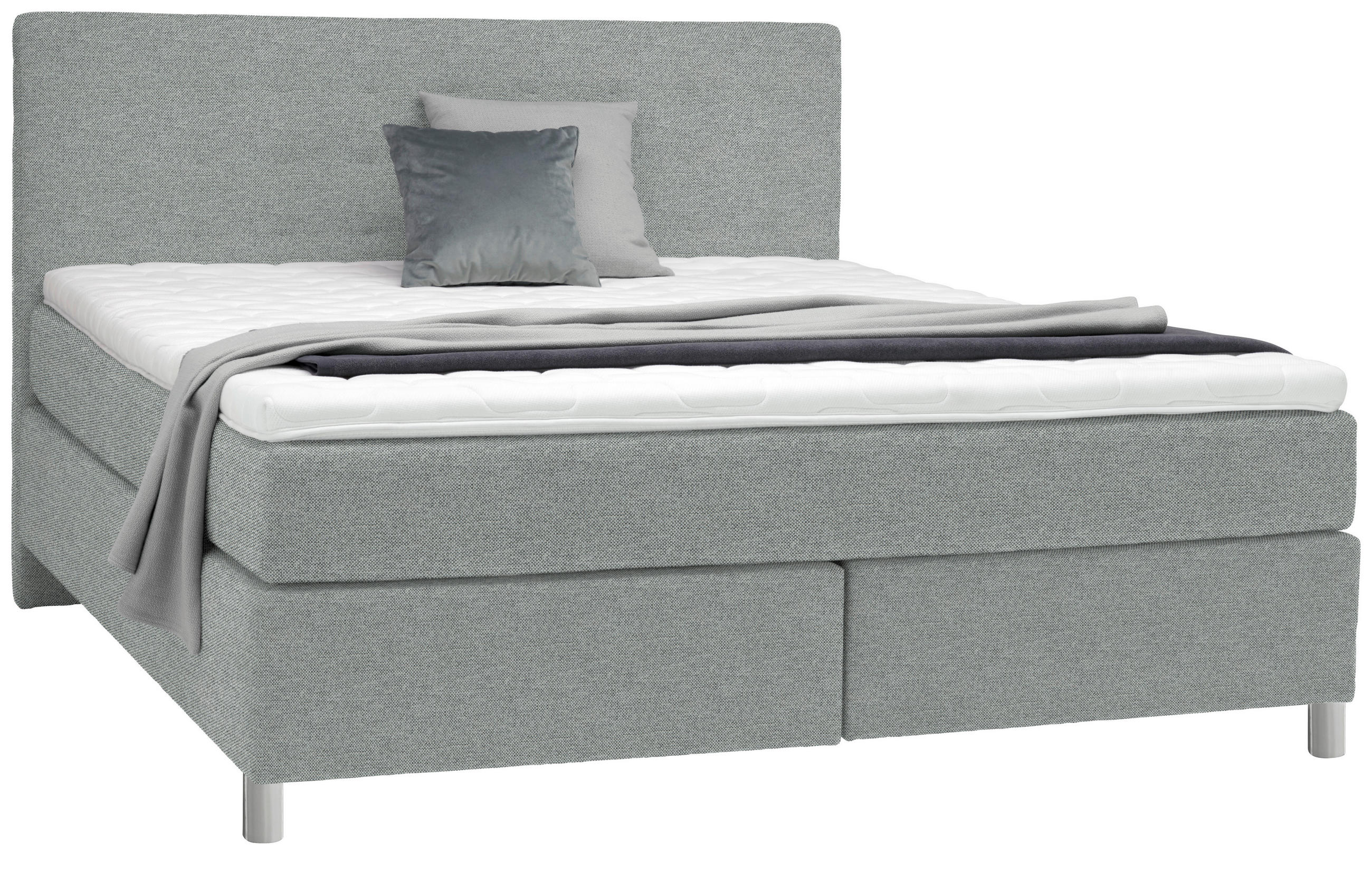 BOXSPRINGBETT 160/200 cm  in Grau  - Chromfarben/Grau, KONVENTIONELL, Kunststoff/Textil (160/200cm) - Voleo