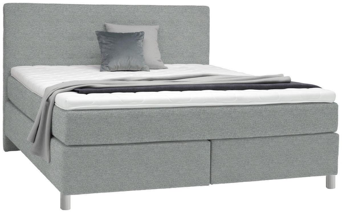 BOXSPRINGBETT 200/200 cm  in Grau  - Chromfarben/Grau, KONVENTIONELL, Kunststoff/Textil (200/200cm) - Voleo