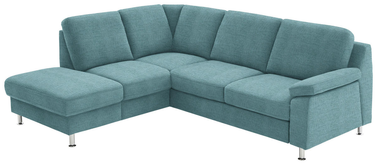 ECKSOFA in Webstoff Türkis  - Türkis/Alufarben, Konventionell, Textil/Metall (200/241cm) - Beldomo System