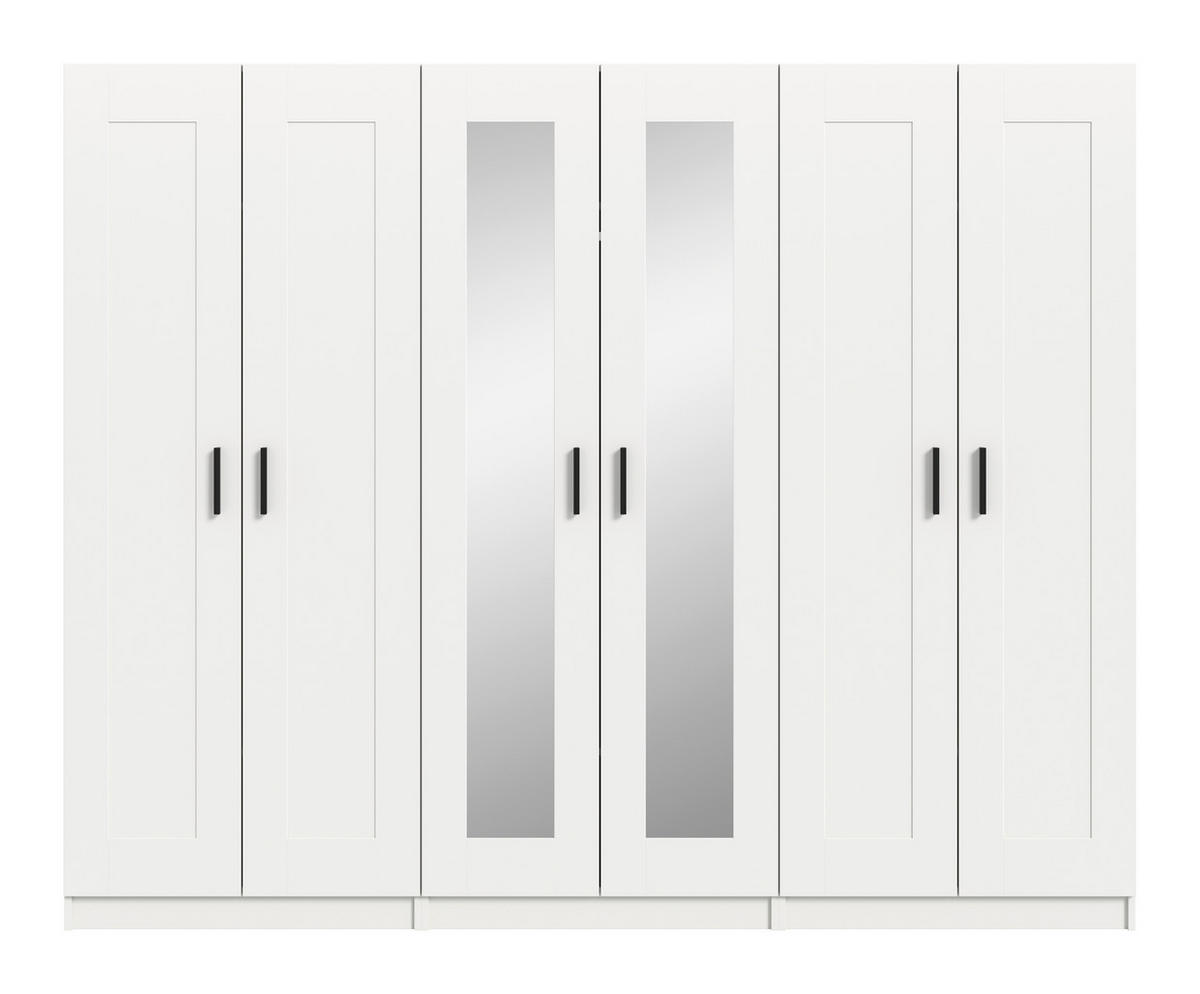 DREHTÜRENSCHRANK 240/194/56 cm,  in Weiß, 6 Tür(en)-türig  - Schwarz/Weiß, ROMANTIK / LANDHAUS, Holzwerkstoff/Kunststoff (240/194/56cm) - Livetastic