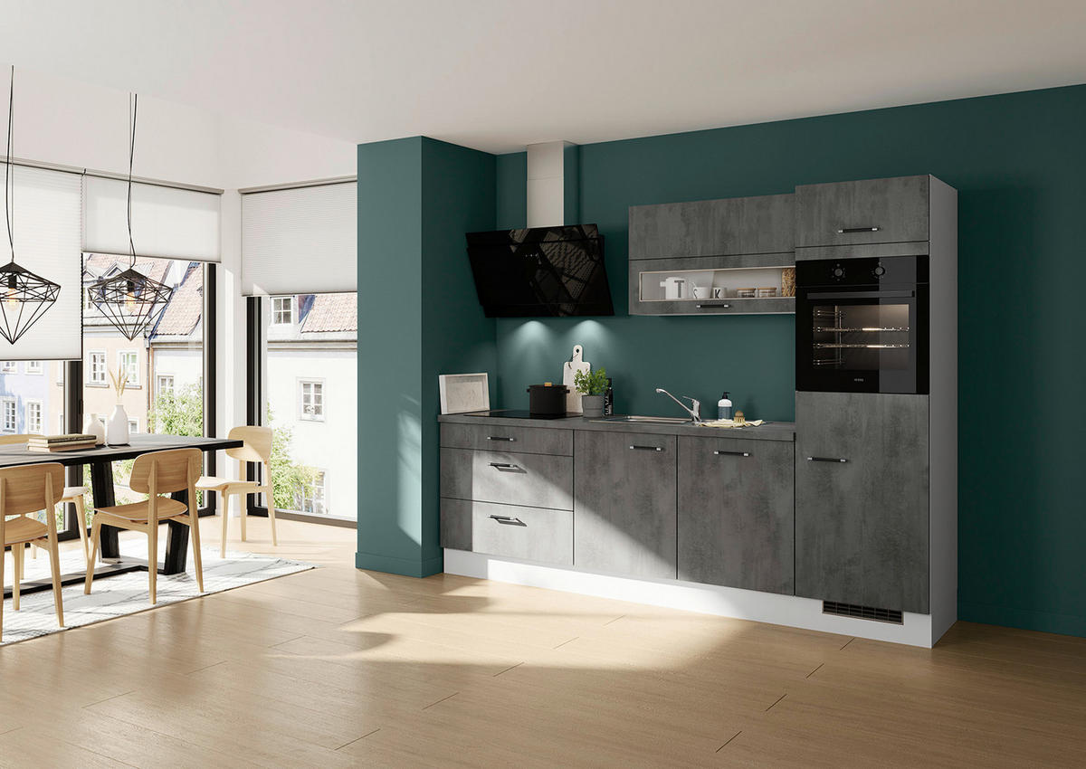 KÜCHENLEERBLOCK 270 cm   in Grau  - Edelstahlfarben/Hellgrau, Design, Holzwerkstoff (270cm) - Impuls