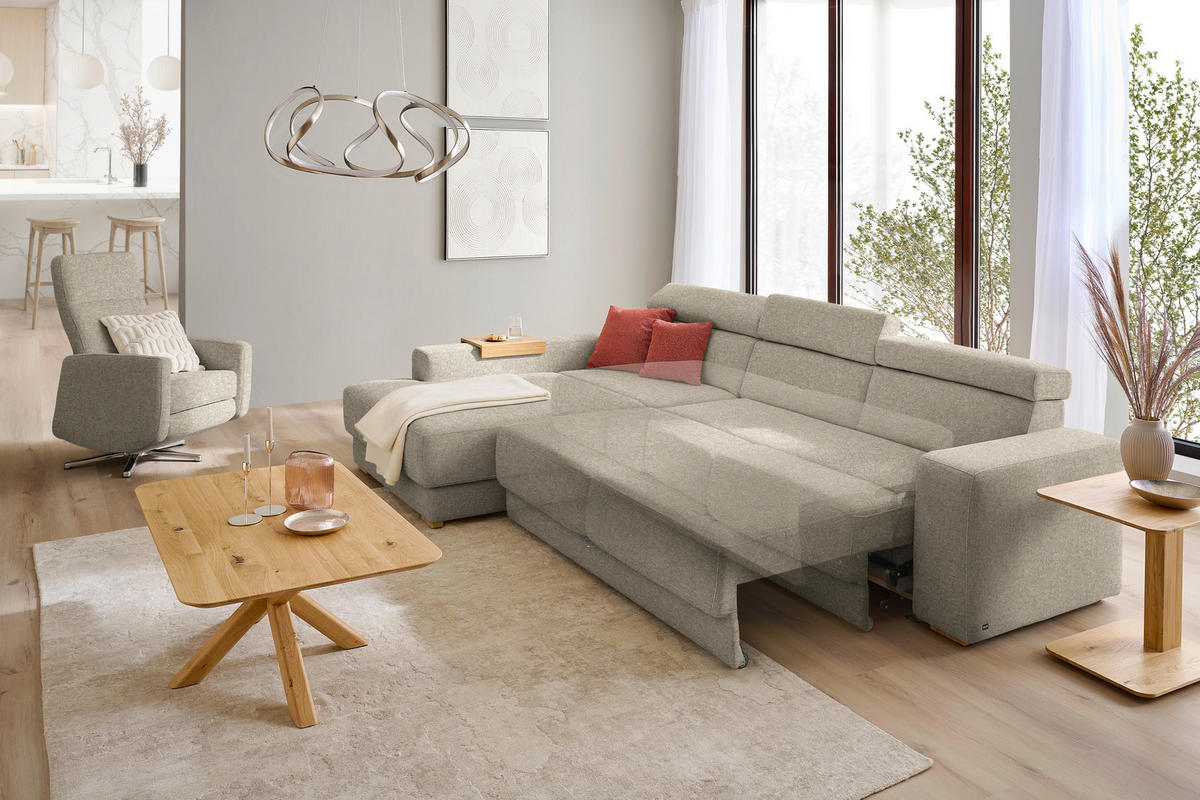 ECKSOFA  in Chenille Sandfarben  206/316 cm  - Sandfarben/Eichefarben, Design, Textil (206/316cm) - Sedda