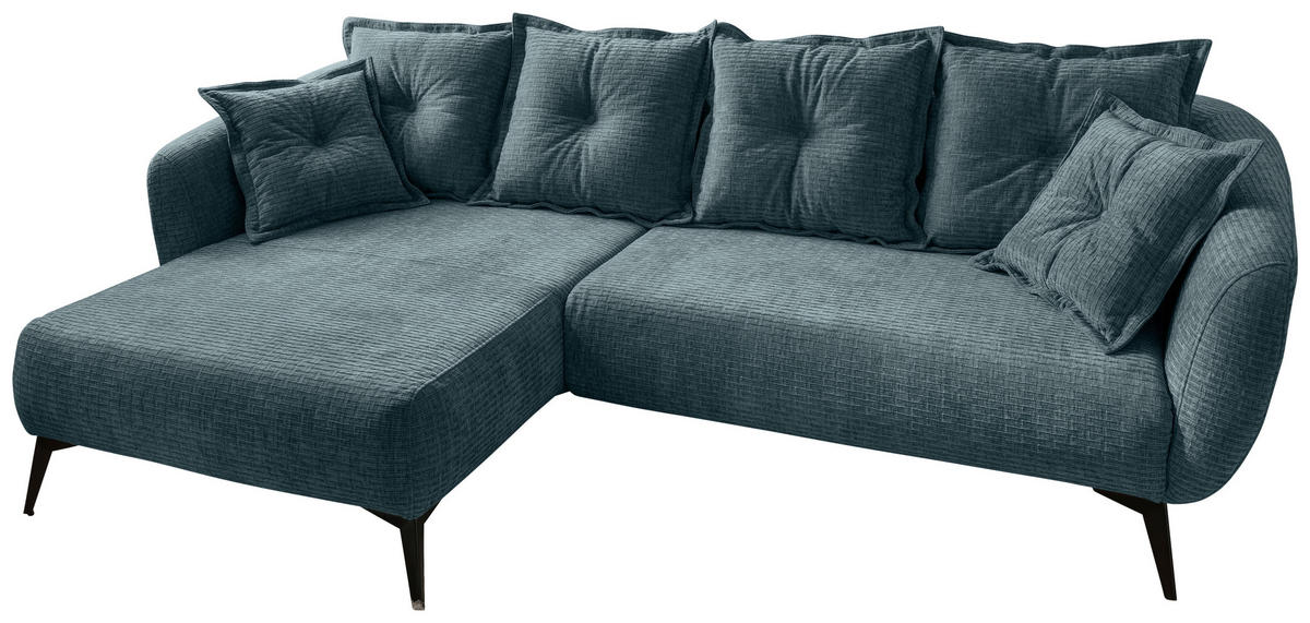ECKSOFA in Mikrofaser Blau  - Blau/Schwarz, Modern, Textil/Metall (162/277cm) - Livetastic