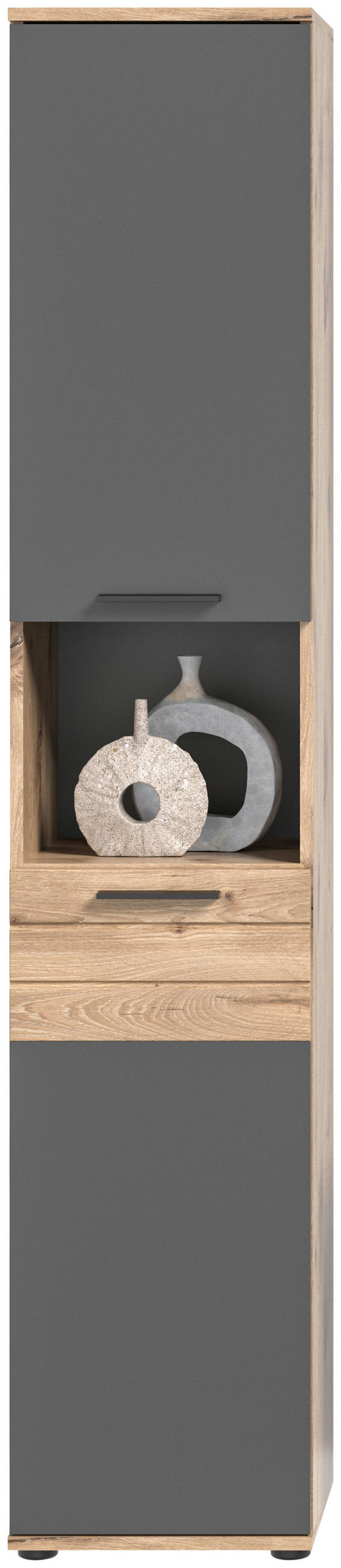 BADEZIMMER 6-teilig  in 134 cm  - Erlefarben/Schwarz, MODERN, Glas/Holzwerkstoff (134cm) - MID.YOU