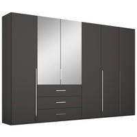 DREHTÜRENSCHRANK 301/223/60 cm,  in Graphitfarben, 6 Tür(en)  - Chromfarben/Graphitfarben, Design, Glas/Holzwerkstoff (301/223/60cm) - home24