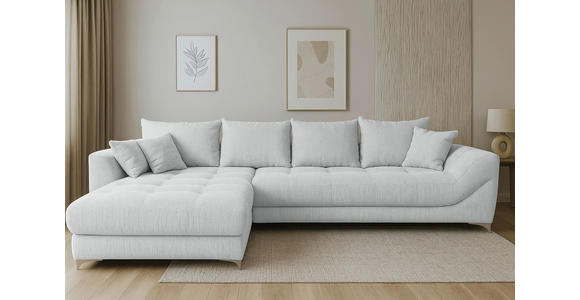 ECKSOFA Hellgrau Chenille  - Chromfarben/Hellgrau, KONVENTIONELL, Textil/Metall (227/329cm) - Carryhome