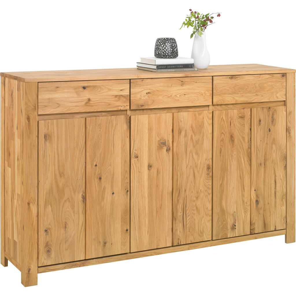 Linea Natura ŠIROKÁ KOMODA, divoký dub, jádrový dub, barvy dubu, 165,1/103,5/40 cm