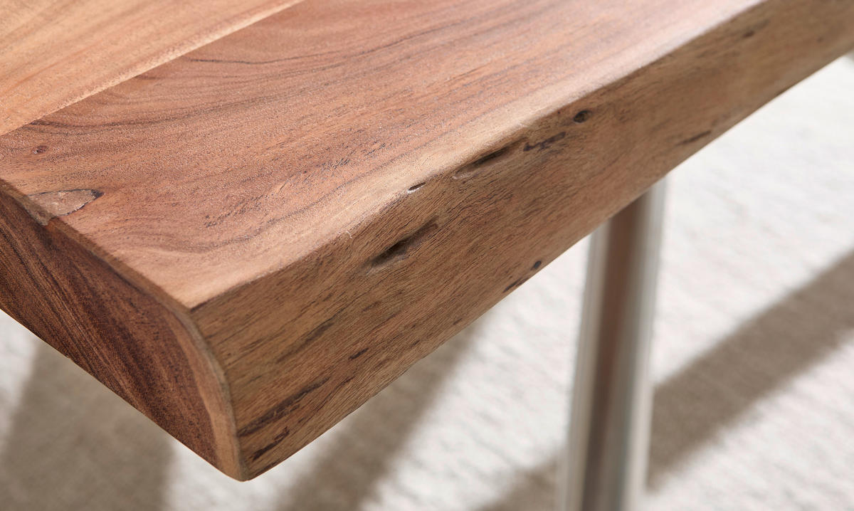 ESSTISCH in Holz, Metall 220/100/76 cm   - Edelstahlfarben/Naturfarben, Lifestyle, Holz/Metall (220/100/76cm) - Landscape