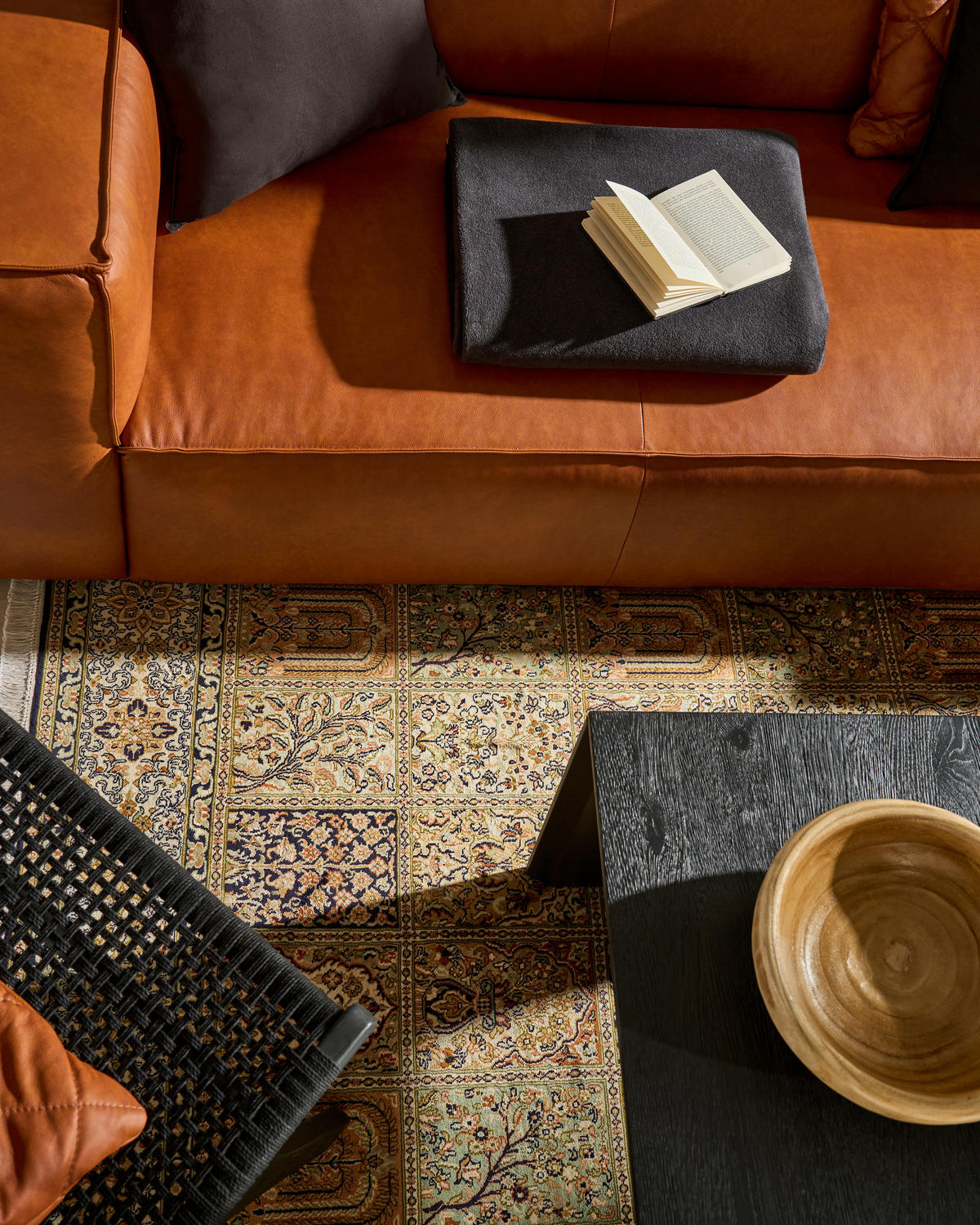 3-SITZER-SOFA in Echtleder Cognac  - Cognac/Schwarz, Modern, Leder/Kunststoff (260/66/104cm) - W.Schillig