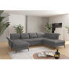 WOHNLANDSCHAFT Grau Flachgewebe  - Schwarz/Grau, KONVENTIONELL, Textil/Metall (198/359/231cm) - Sit & More