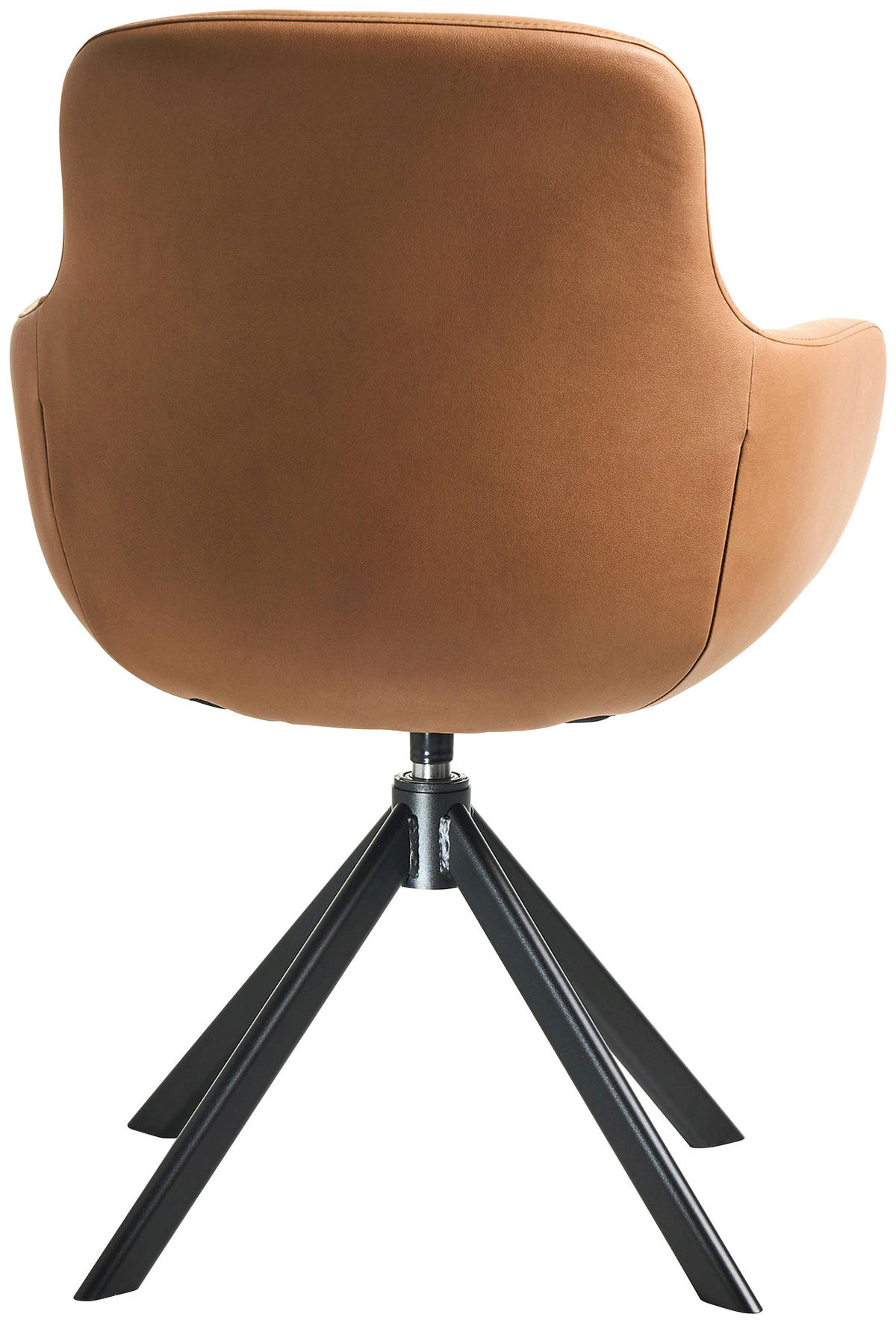 ARMLEHNSTUHL  in Edelstahl Lederlook (vegan)  - Cognac/Schwarz, Basics, Textil/Metall (62/89/61cm) - Celina Home
