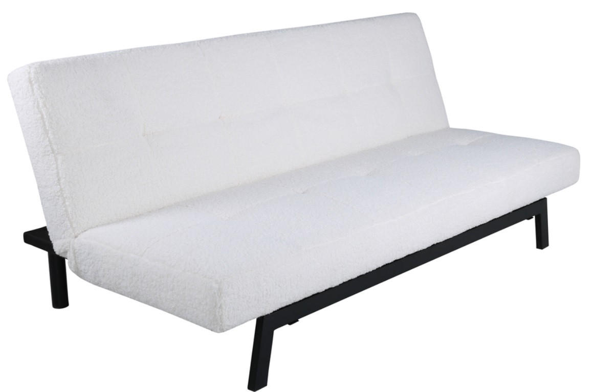 BÄDDSOFFA i teddy tyg svart, vit  - vit/svart, Design, metall/textil (180/33/106cm) - Niels Andersson