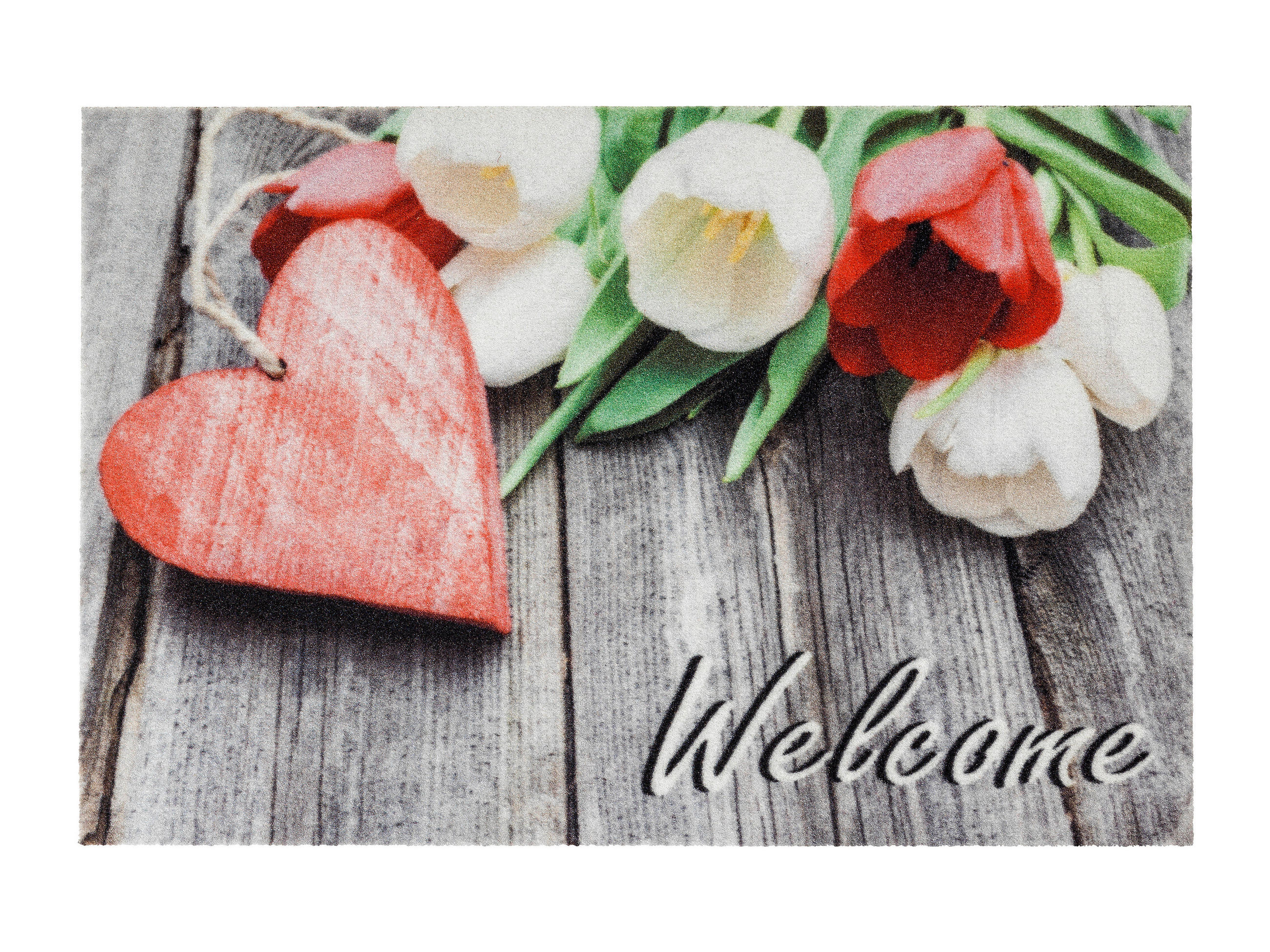 FUßMATTE 40/60 cm  - Rot/Weiß, Trend, Textil (40/60cm)