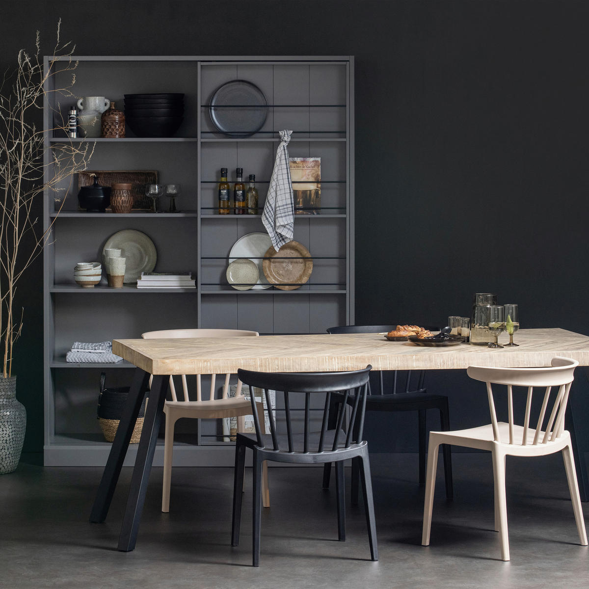 ESSTISCH Mangoholz massiv rechteckig Eichefarben  - Eichefarben/Schwarz, Design, Holz/Metall (200/90/75cm) - Livetastic
